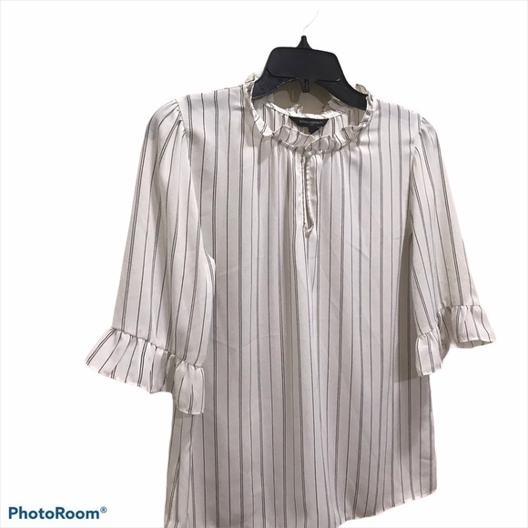Banana Republic Striped Ruffled Sleeve Blouse XS - Picture 2 of 5